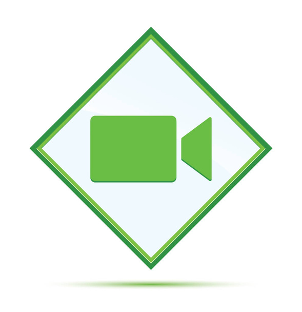 Video camera icon modern abstract green diamond button - Photo, Image