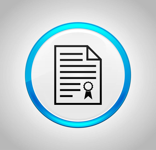Certificat icône en papier rond bouton poussoir bleu
 - Photo, image