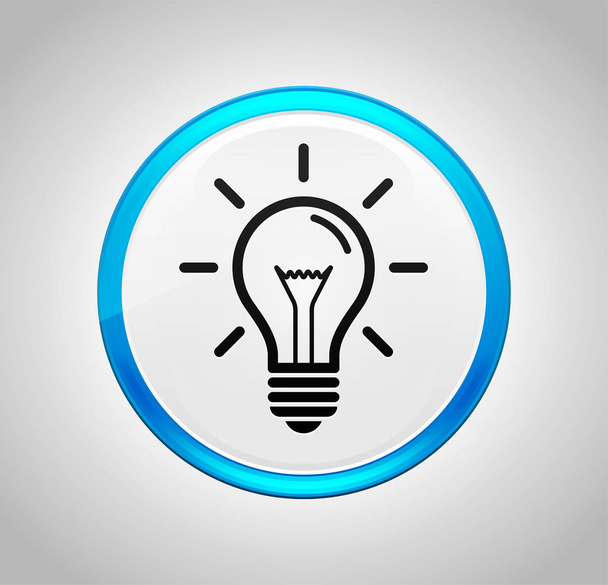 Lightbulb simge yuvarlak mavi Push düğmesi - Fotoğraf, Görsel