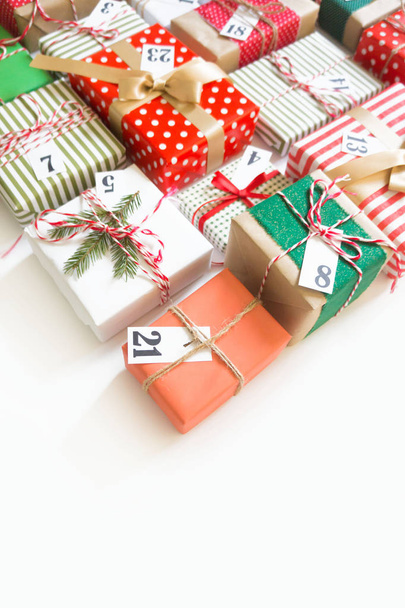 Christmas calendar with gifts for children. Advent calendar. - Фото, зображення