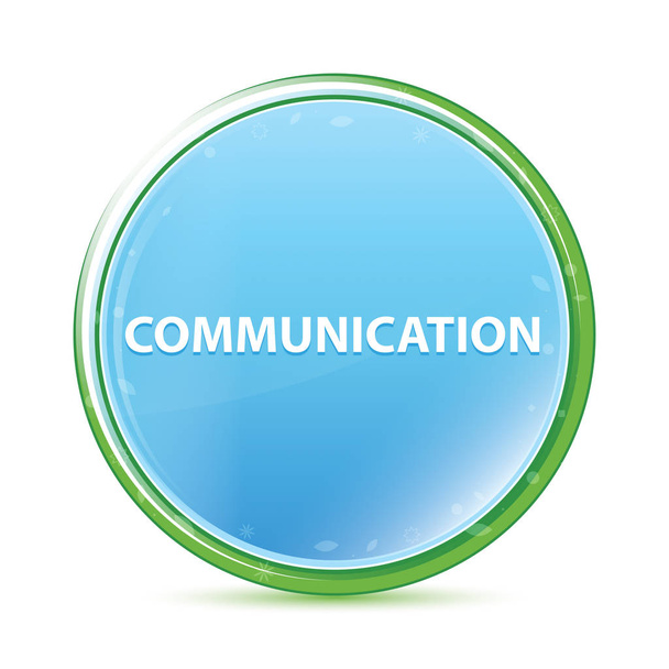 Communication natural aqua cyan blue round button - Zdjęcie, obraz