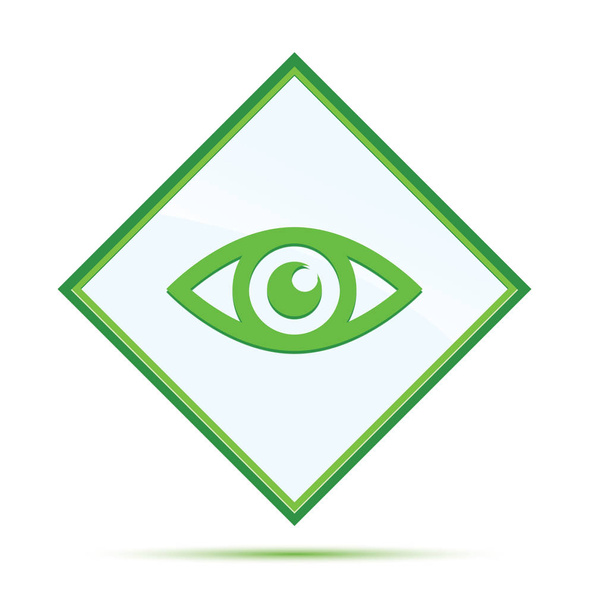目のアイコン現代の抽象的な緑のダイヤモンドボタン - 写真・画像