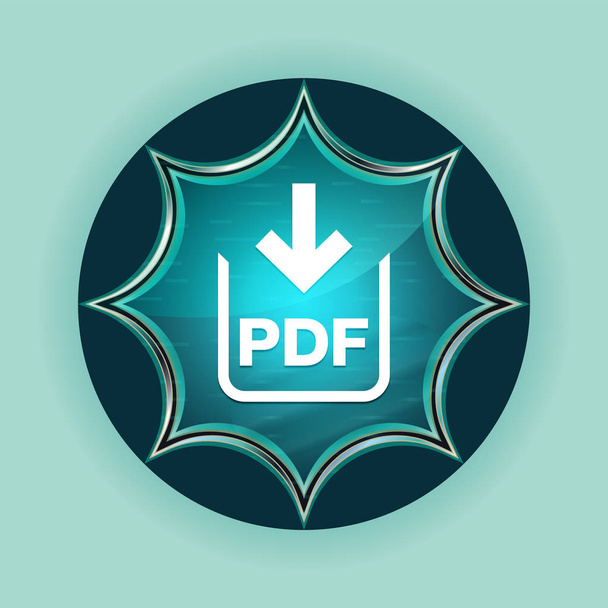 PDF document download icon magical glassy sunburst blue button s - Photo, Image