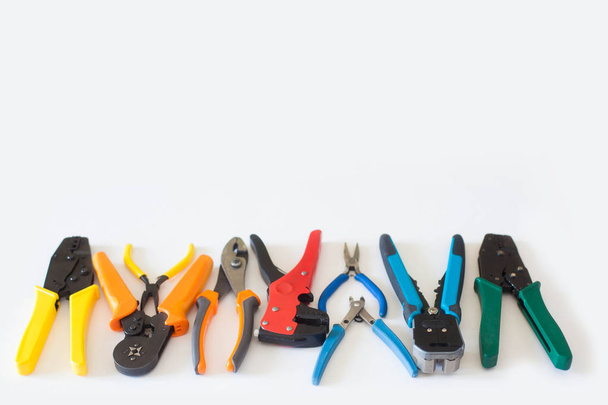 set of tools on white background top view - 写真・画像
