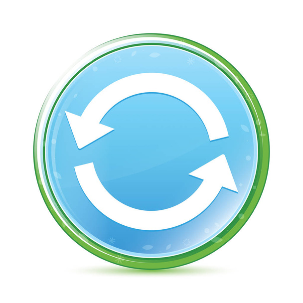Update icon natural aqua cyan blue round button - Photo, Image