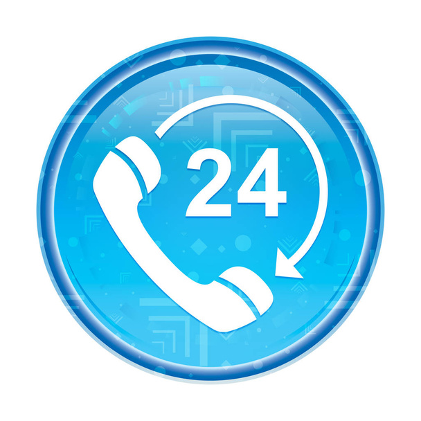 24 horas teléfono abierto girar icono de flecha floral botón redondo azul
 - Foto, imagen