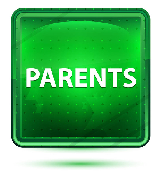 親ネオンライトグリーンの正方形のボタン - 写真・画像