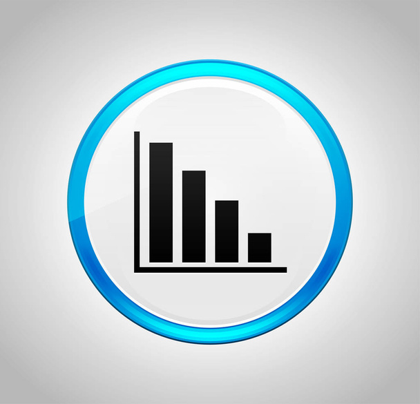 Statistieken omlaag icoon ronde blauwe drukknop - Foto, afbeelding