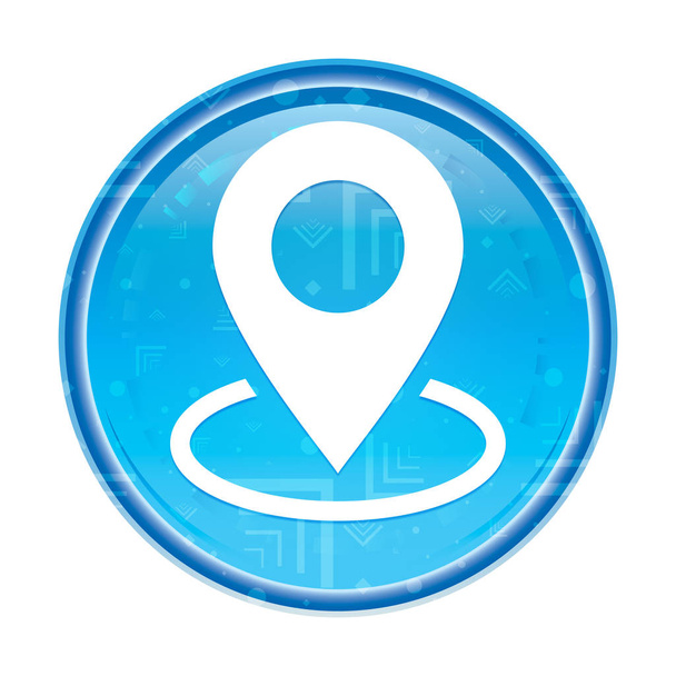 Karte Punkt Symbol blumigen blauen runden Knopf - Foto, Bild