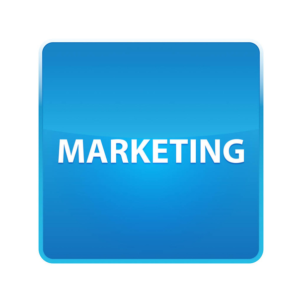 Marketing botão quadrado azul brilhante
 - Foto, Imagem