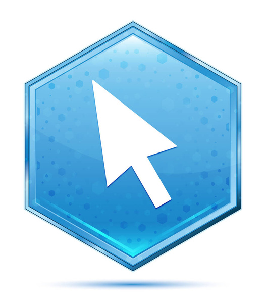 Піктограма курсора кристало-блакитна шестикутна кнопка
 - Фото, зображення