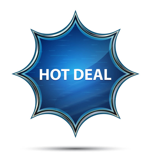 Hot Deal magical glassy sunburst blue button - Φωτογραφία, εικόνα
