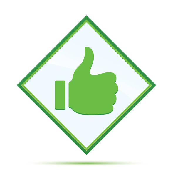 Thumbs up like icon modern abstract green diamond button - Photo, Image