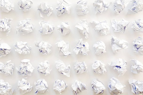 Crumpled sheets of white paper ball. A lot of trash paper. White - Φωτογραφία, εικόνα