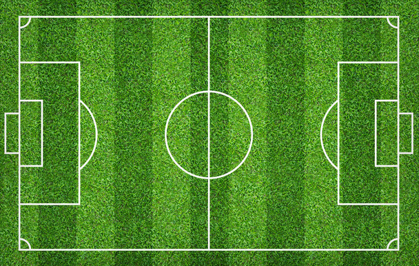 Boisko do piłki nożnej lub boisko do piłki nożnej dla tła. Sąd zielony trawnik  - Zdjęcie, obraz