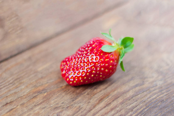 fresh red strawberry on wooden background - Photo, Image