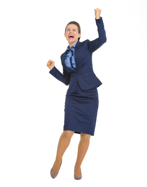 Портрет счастливой деловой женщины, радующейся успеху
 - Фото, изображение