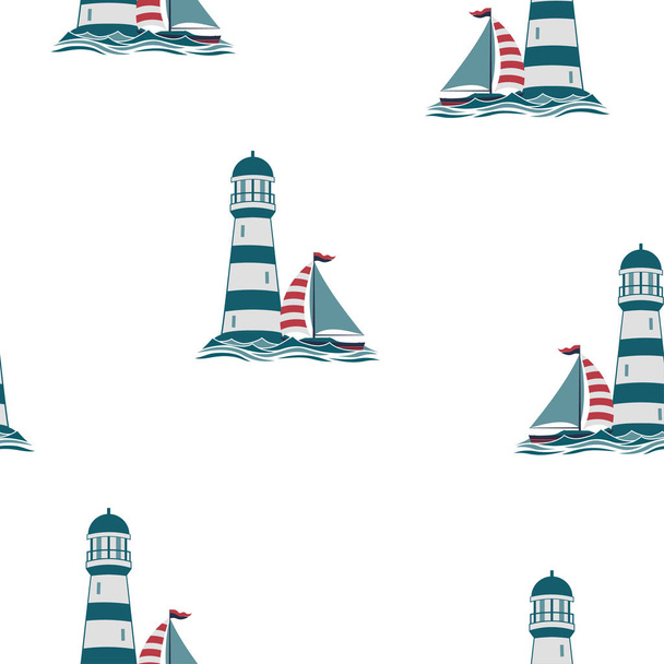seamless lighthouse pattern - Vector, imagen