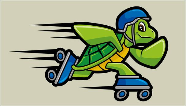 Ilustración vectorial de la mascota del personaje de la tortuga patinadora
. - Vector, imagen