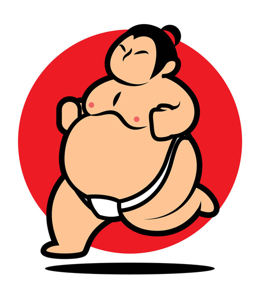 Japanese SUMO wrestler running - vector - Vector, Image