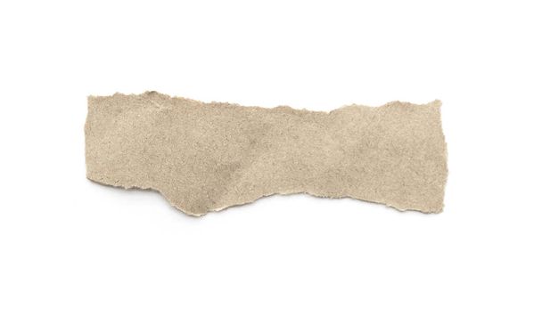 Palillo de papel reciclado artesanal sobre un fondo blanco. Papel marrón desgarrado o rasgado trozos de papel aislados en blanco con camino de recorte
. - Foto, Imagen