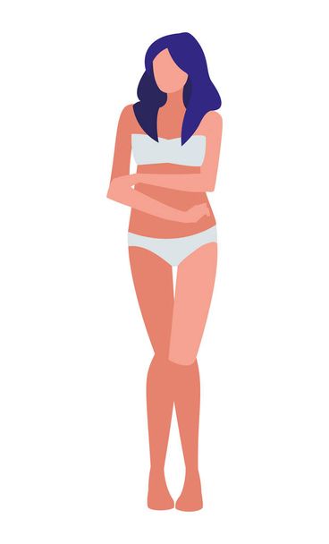 thin woman with underwear character - Vector, Image