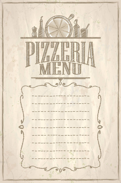 Pizzeria menu list, vintage style with old paper - Vecteur, image