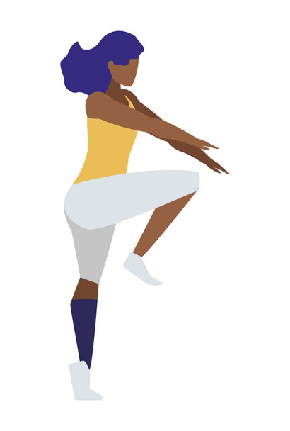 atletische zwarte vrouw beoefenen oefeningen - Vector, afbeelding