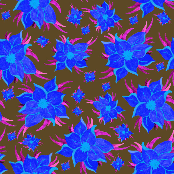 Seamless abstract pattern with watercolor flowers - Φωτογραφία, εικόνα