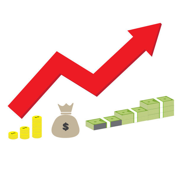 Icono de estrategia de aumento de ingresos en fondo blanco. estilo plano. f)
 - Vector, Imagen