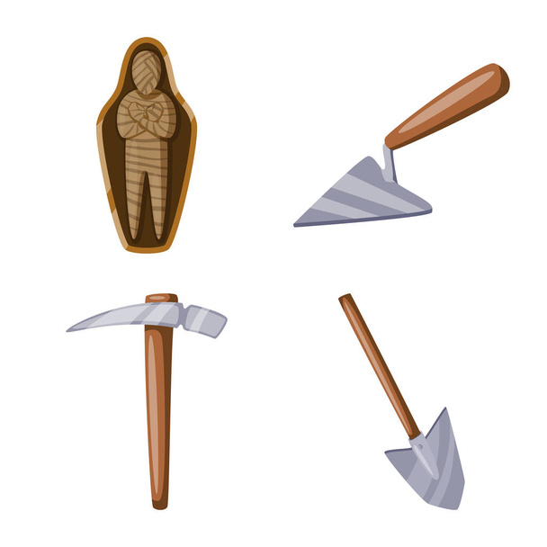 Vector design of archaeology  and historical icon. Collection of archaeology  and excavation stock vector illustration. - ベクター画像