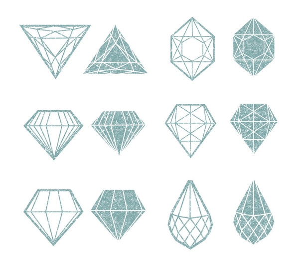 Conjunto vetorial de elementos de design de diamante - amostras de corte. Gemstone. Bijuteria
.  - Vetor, Imagem