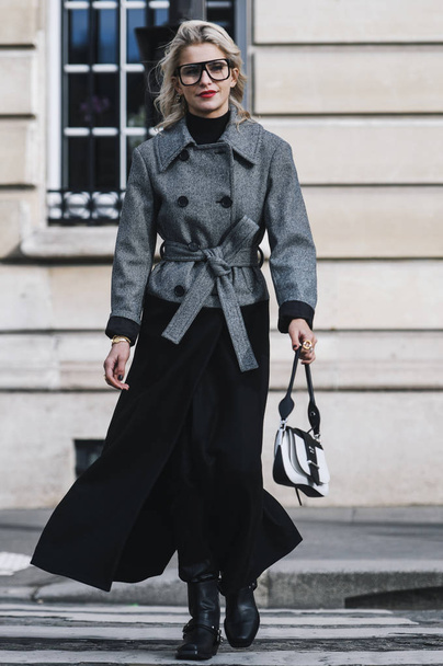 Paris, France - February 28, 2019: Street style outfit -  Caroline Daur before a fashion show during Paris Fashion Week - PFWFW19 - Fotó, kép