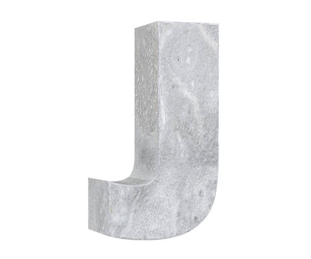 Concrete Capital Letter - J isolated on white background. 3D render Illustration - Фото, зображення