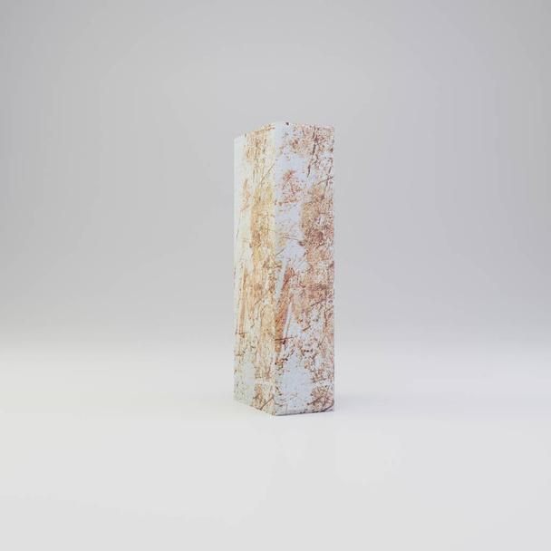 Carta de concreto L minúscula com arranhões de metal enferrujado isolado no fundo branco
 - Foto, Imagem