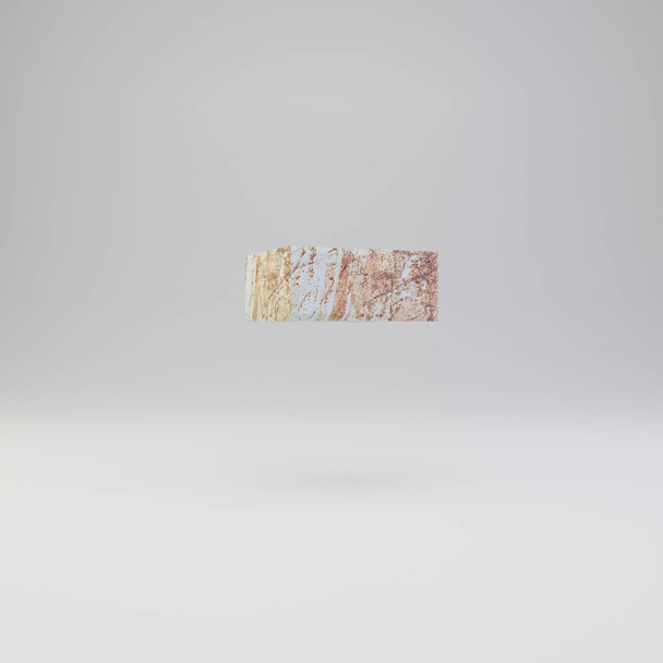 Minussymbol aus Beton mit rostigen Metallkratzern auf weißem Hintergrund - Foto, Bild