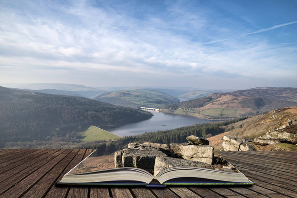 Splendida immagine del paesaggio invernale del Peak District in Inghilterra
  - Foto, immagini