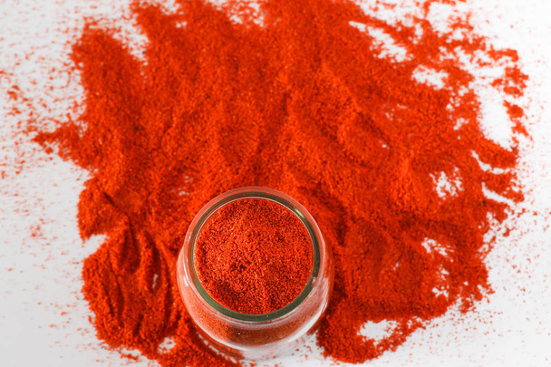 Pile of Red Paprika isolated on white background  - 写真・画像