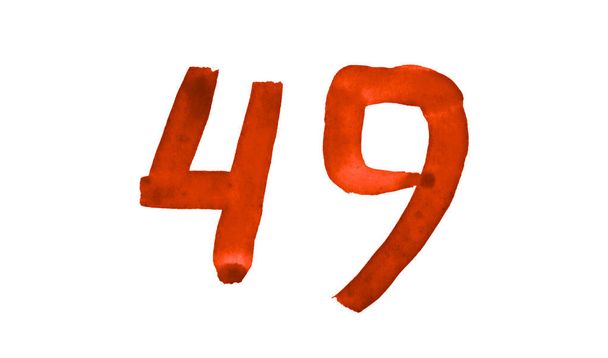 El número 49, pintado con un pincel en acuarela. Simbo vintage
 - Foto, imagen