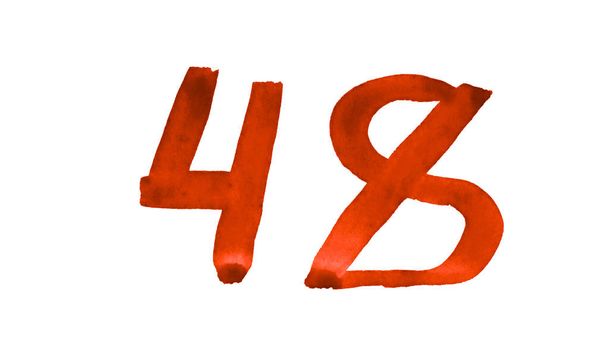 El número 48, pintado con un pincel en acuarela. Simbo vintage
 - Foto, Imagen