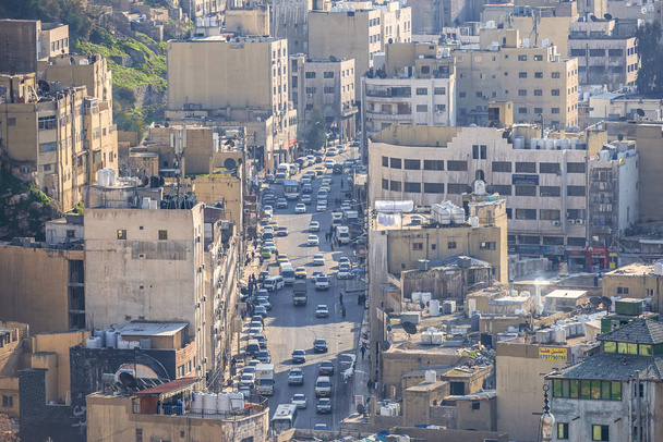 02/18/2019 Amman, Jordan, a view on the roofs of a huge city in the Middle East. A super-populated Muslim city - Photo, Image