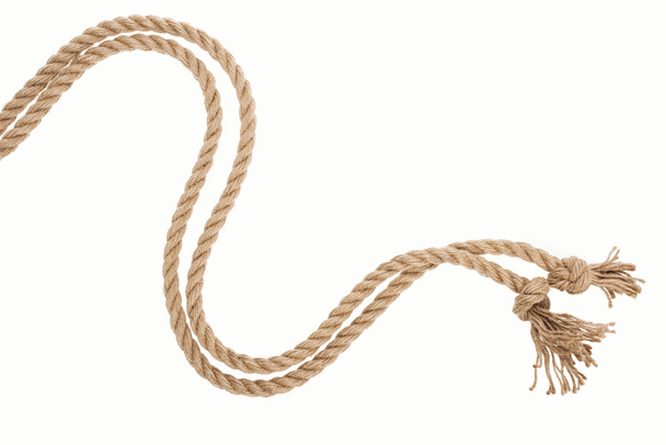 zwaaide bruin en jute touw geïsoleerd op wit  - Foto, afbeelding