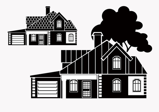 Iconos vectoriales para la construcción inmobiliaria.Iconos vectoriales de arquitectura, viviendas urbanas y suburbanas
 - Vector, imagen