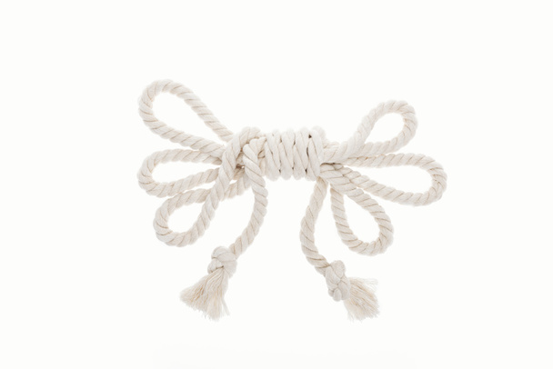 біла і скручена мотузка з вузлами ізольовані на білому
  - Фото, зображення