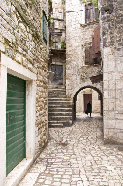 Trogir street, Croatia, romantic old narrow street - 写真・画像