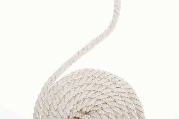 white and twisted rope isolated on white  - Fotoğraf, Görsel