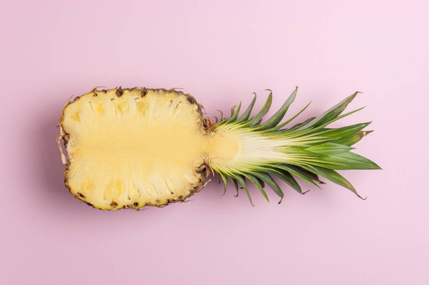Creative composition with sliced pineapple on bright background. Creative minimal summer concept. - Foto, Imagem