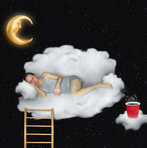 Man sleeping on a cloud 3 - Foto, Bild