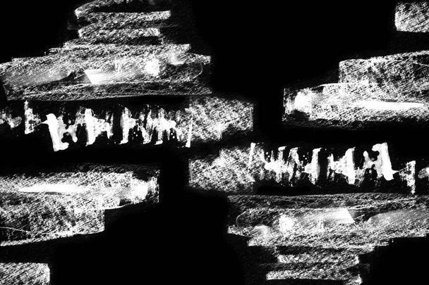 Абстрактный чернильный фон. Текстура белого штриха на черной бумаге
 - Фото, изображение
