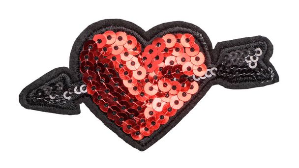 Heart with arrow sequin patch - Foto, Imagem